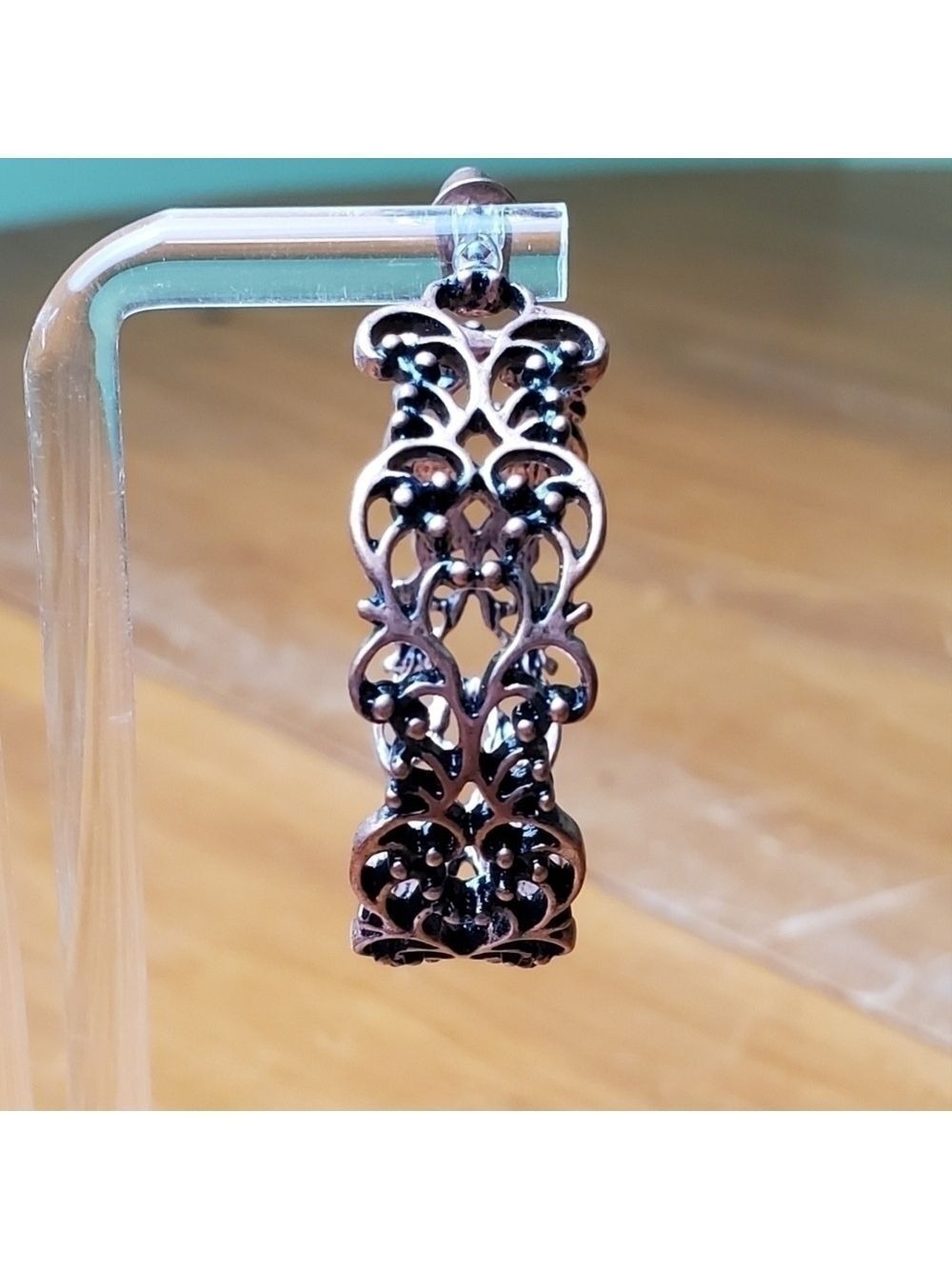 Bronze Black Hoop Earrings 1.5 Inches - Picture 2 of 6